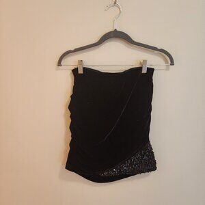 Zara Velvet Sequin Embellished Black Mini Skirt